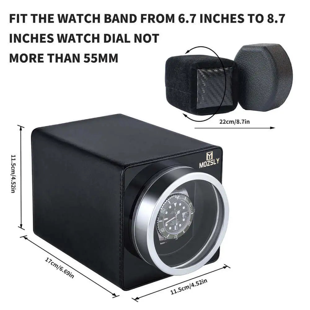 Single Watch Winder | Black Leather