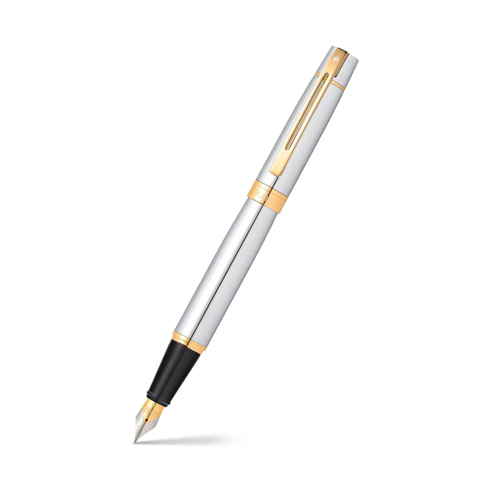 Sheaffer® 300 Bright Chrome Fountain Pen With Gold Trims Fine Nib