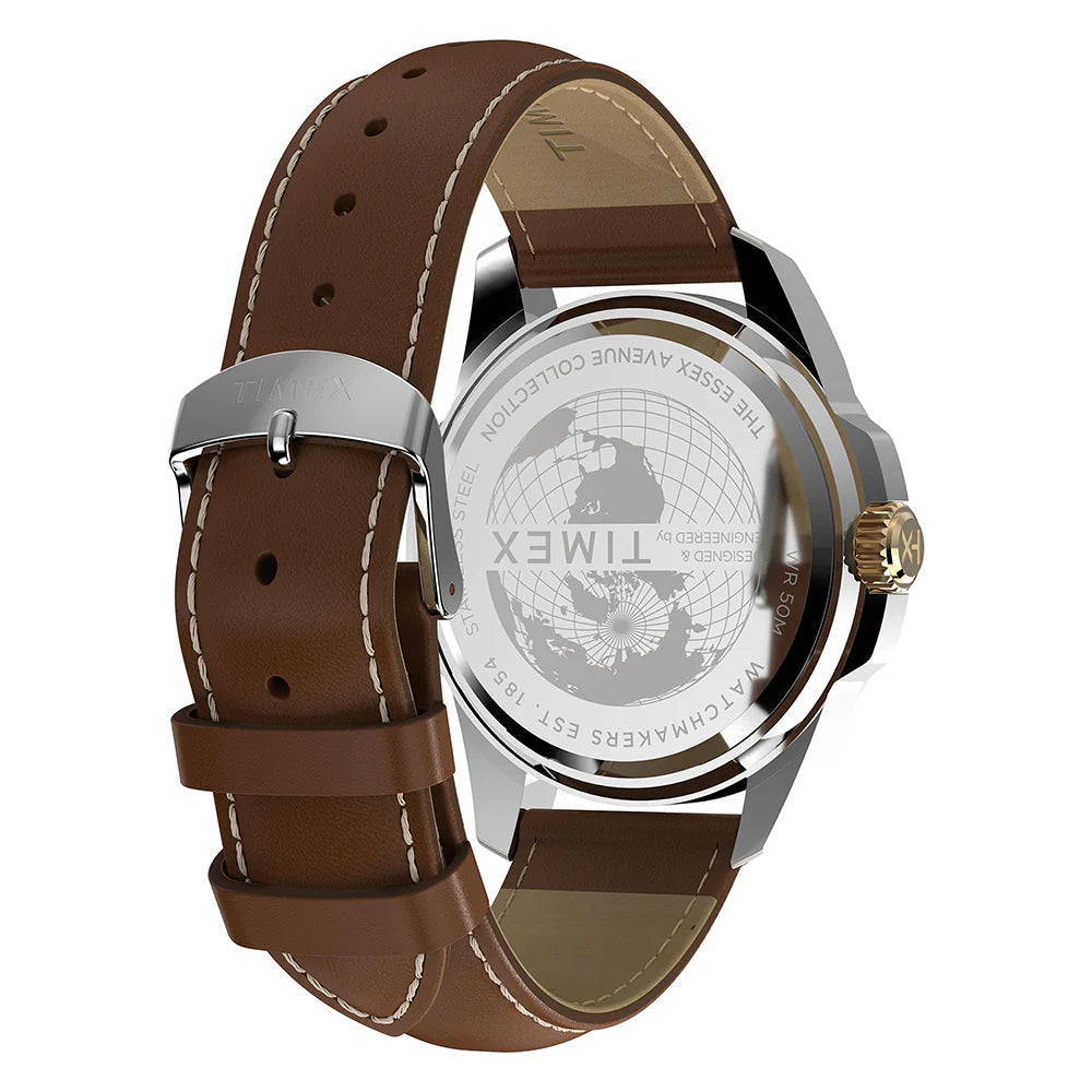 Essex Day and Date 45mm Leather Strap Watch TW2Y38100