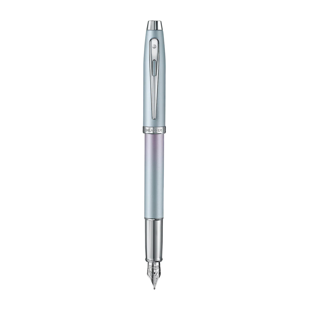 Sheaffer 100 9376 Expressions Blue and Pink Pearlised Gradient Fountain Pen with Chrome-plated Trims Fine Nib