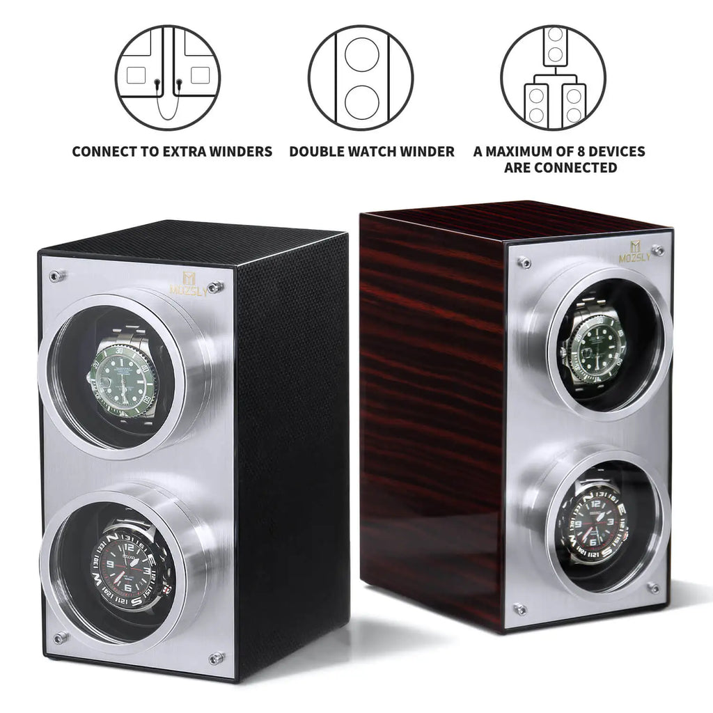 Double Watch Winder | Red Wood Box Piano Paint