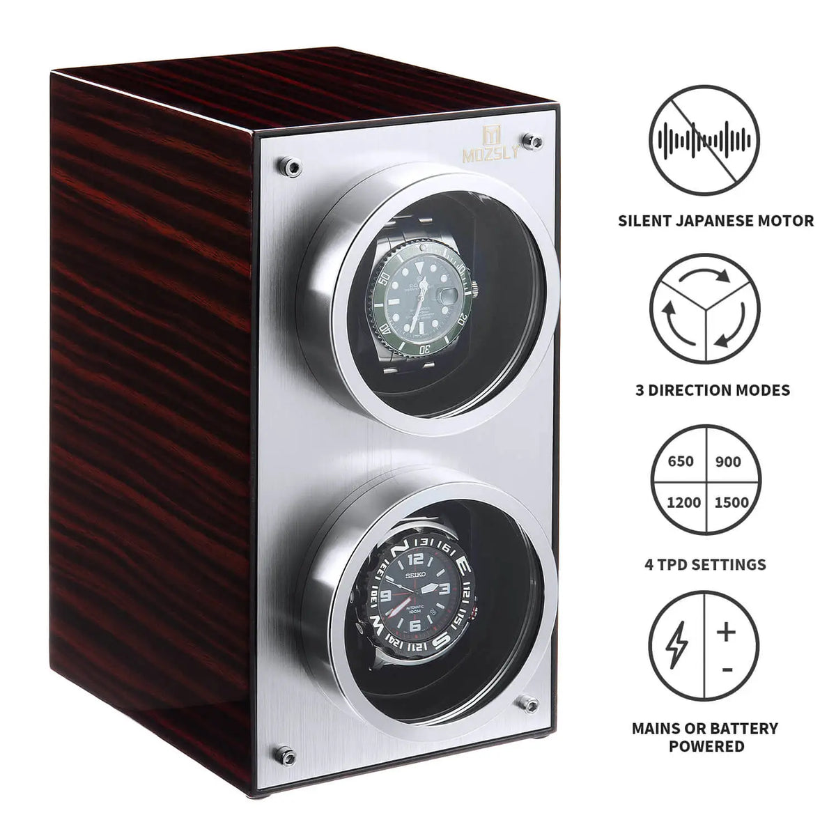 Double Watch Winder | Red Wood Box Piano Paint