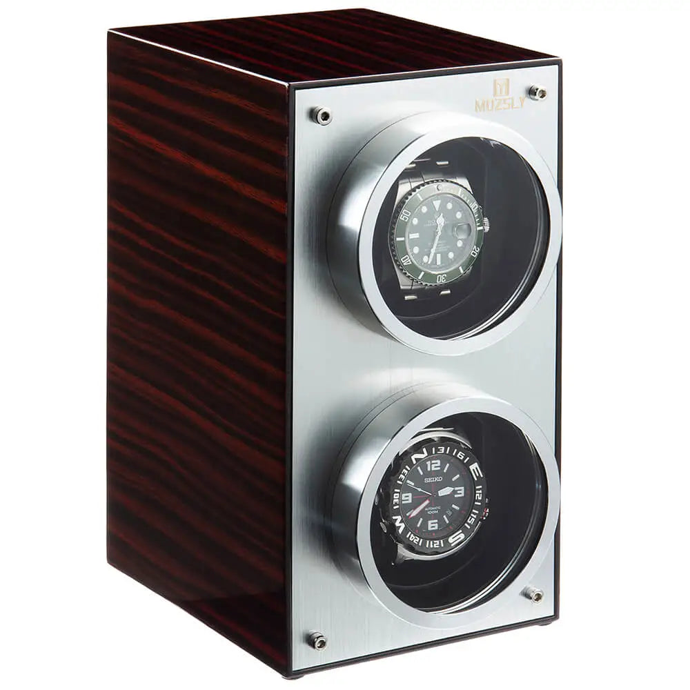 Double Watch Winder | Red Wood Box Piano Paint