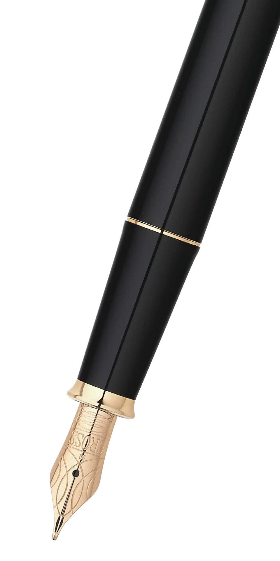 Cross® Townsend Black Lacquer with 23KT Gold-Plated Appointments and Solid 18KT Gold Fine Nib Fountain Pen