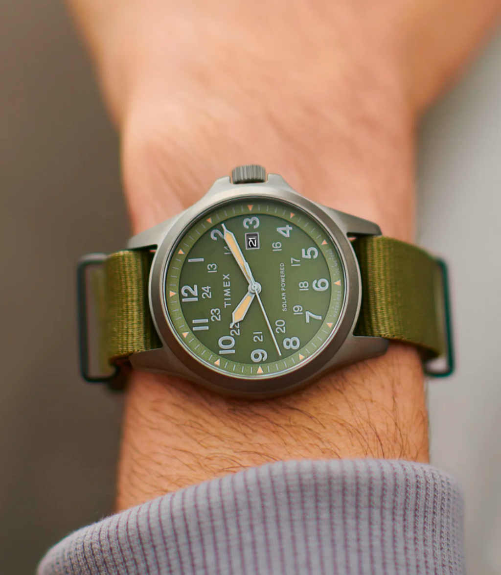 Timex® Expedition Field Post Solar 41mm Recycled Fabric Strap Watch Green TW2V03700