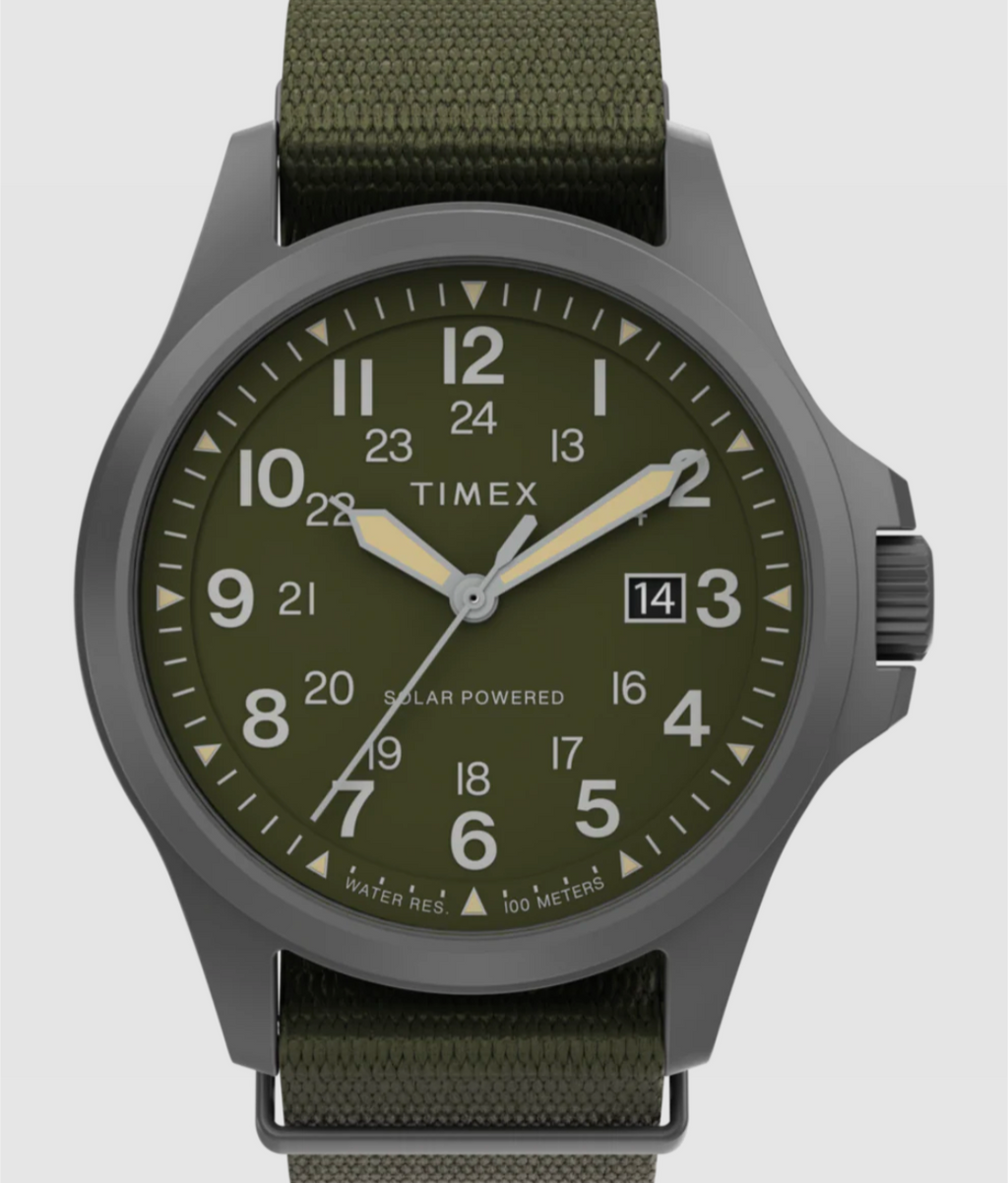 Timex® Expedition Field Post Solar 41mm Recycled Fabric Strap Watch Green TW2V03700