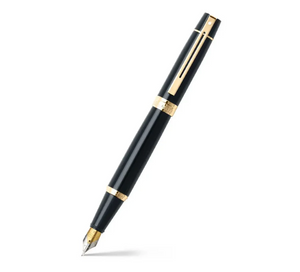 Sheaffer 300 Glossy Black Fountain Pen With Gold Trims - Fine Nip E0932543